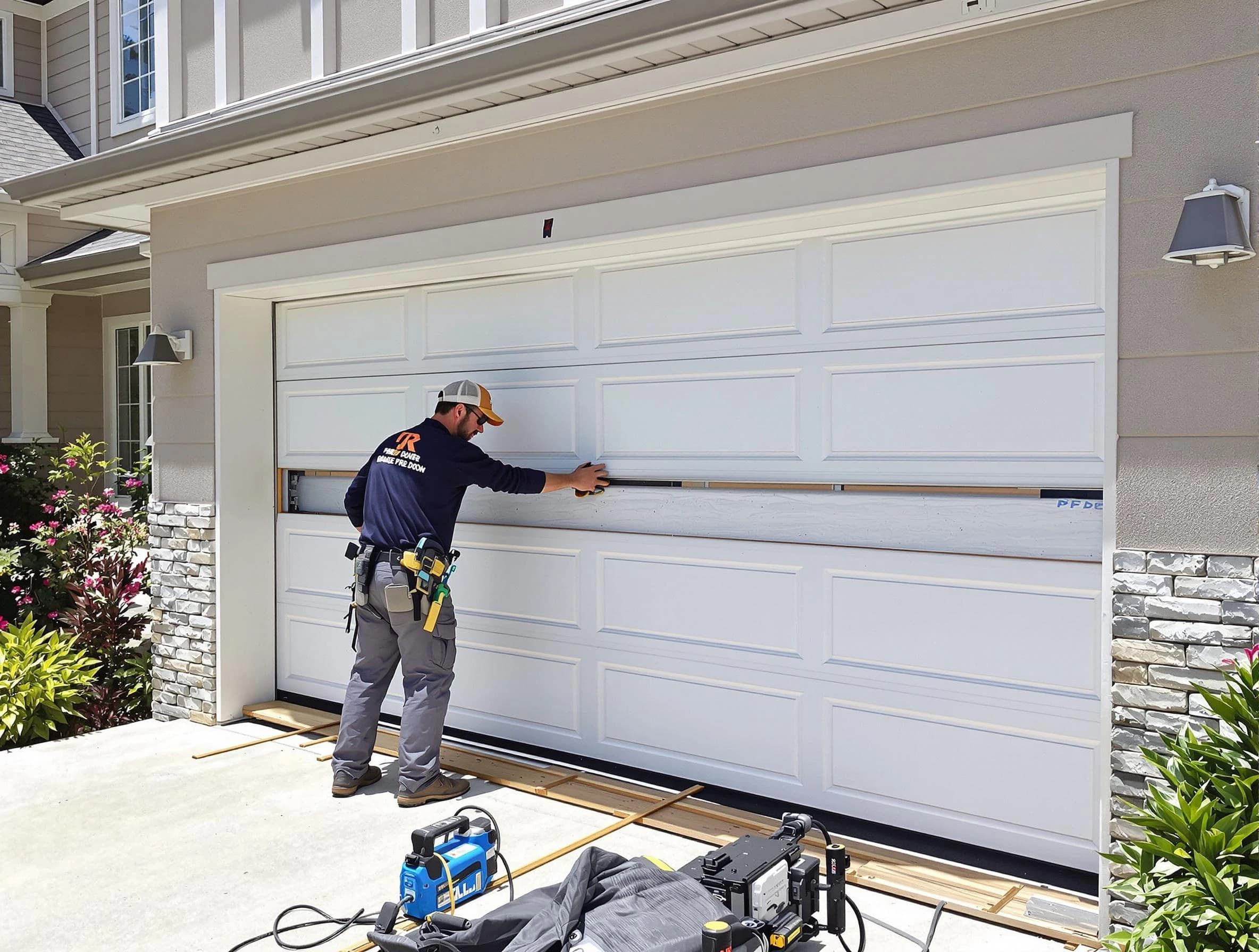 Berkley Garage Door Repair team performing complete garage door replacement at Berkley residence