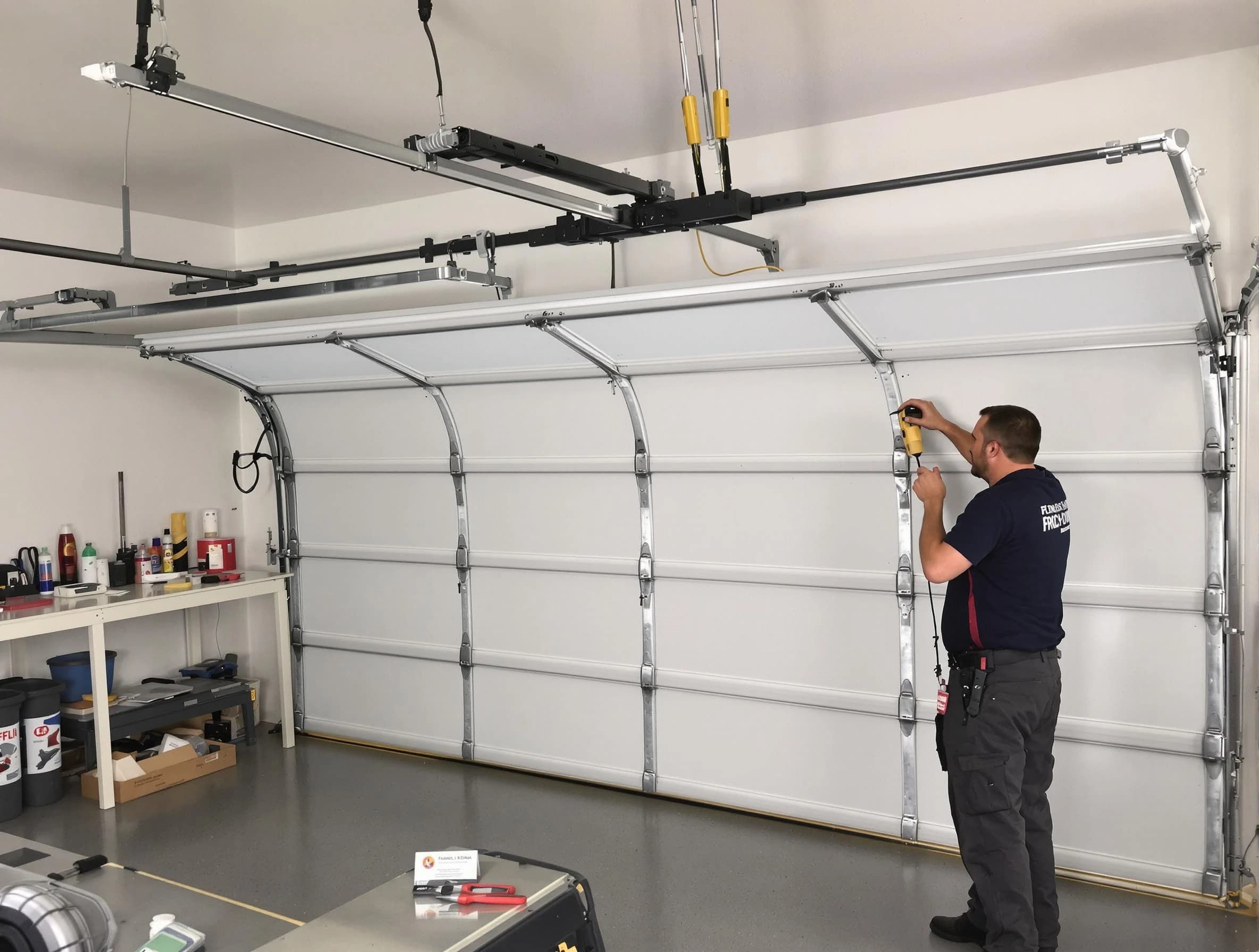 Berkley Garage Door Repair certified technician performing overhead door system repair in Berkley