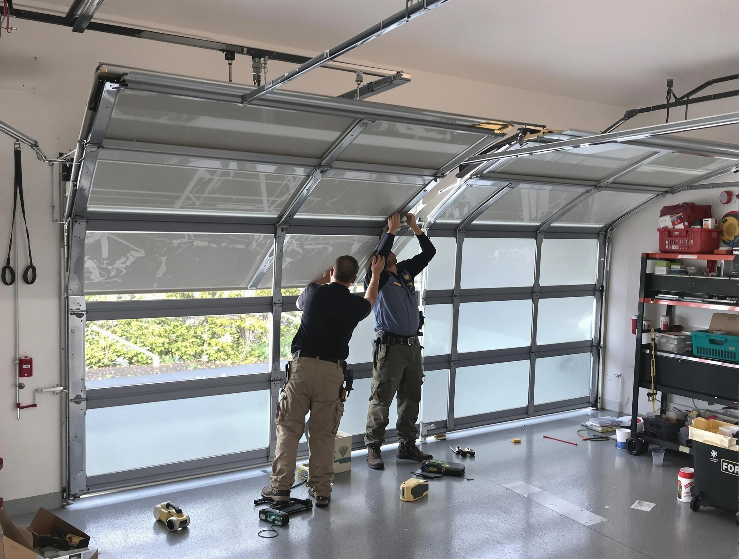 Berkley Garage Door Repair expert performing precise panel replacement on Berkley garage door